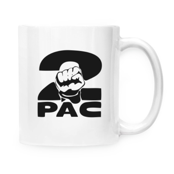 Bílý hrníček 2pac s pěstí